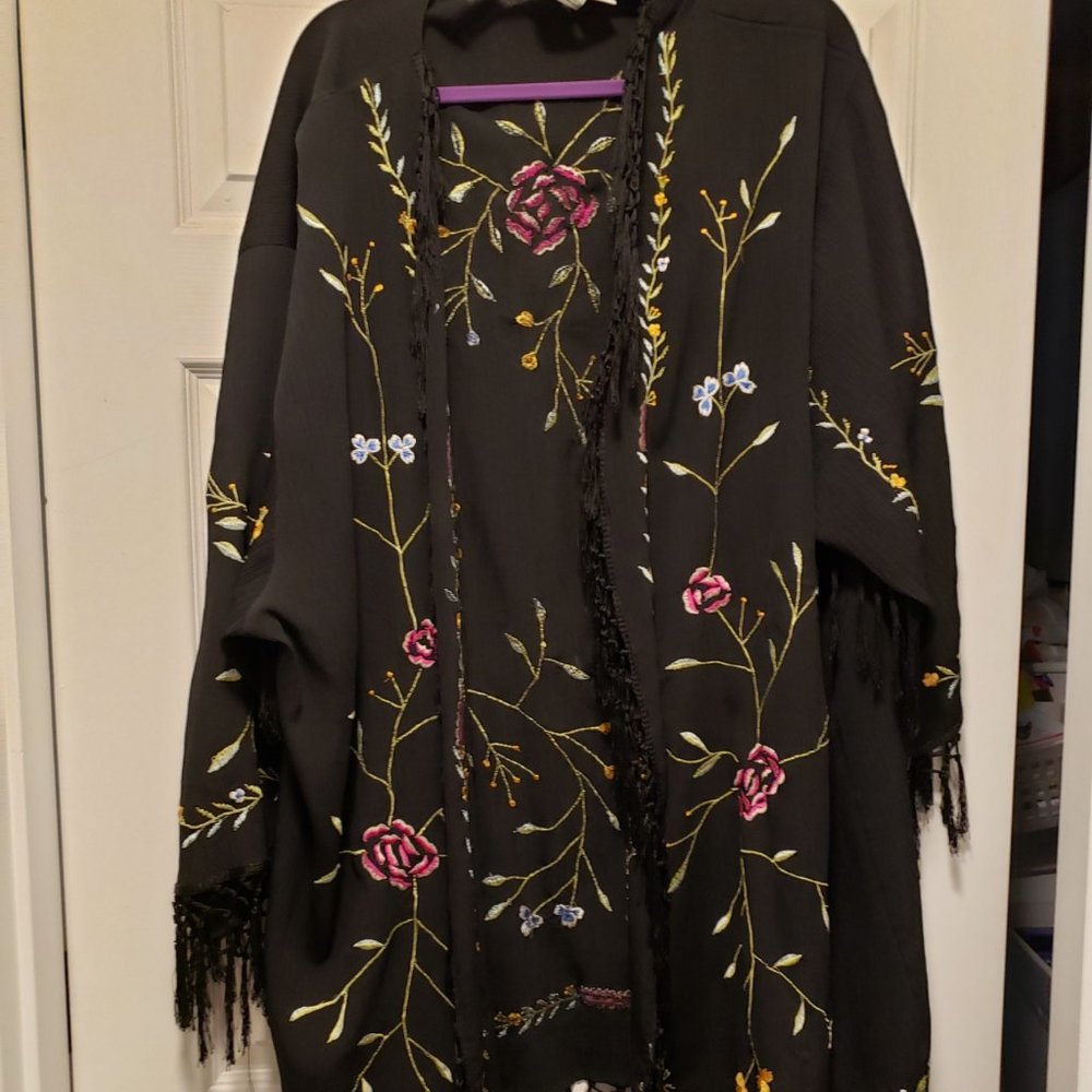 Fringed Jacket with Colorful Design